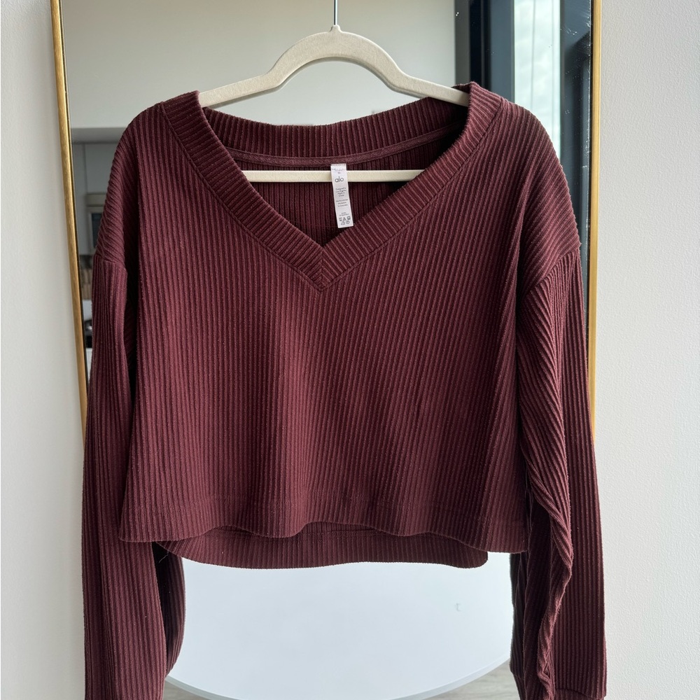 Maroon Alo Cropped Long Sleeve